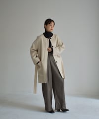 Wool Nocollar Midi Coat ⅽ1911-35