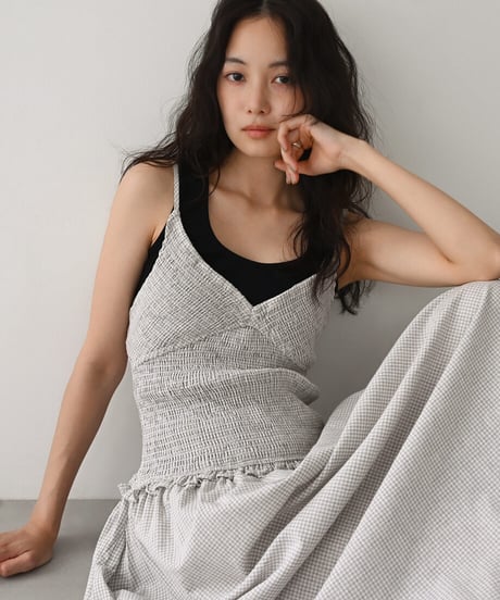 Check Flare Cami Onepiece（Greige）op-0202009564
