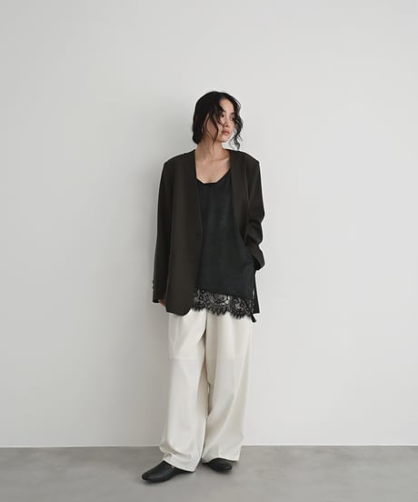 【Pre Order】Ecruのみ 7月下旬入荷分 予約販売  Satin Lace Camisole Tops t1911-506