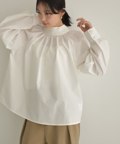 Tuck Stand Collar Blouse t1911-263