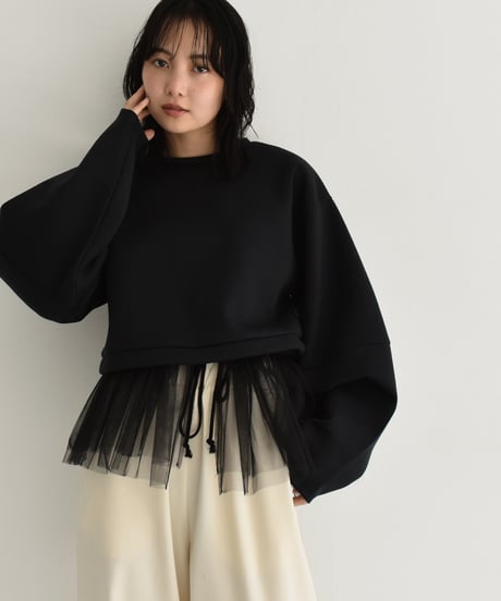 Tulle Hem Sweat Pullover t1911-255