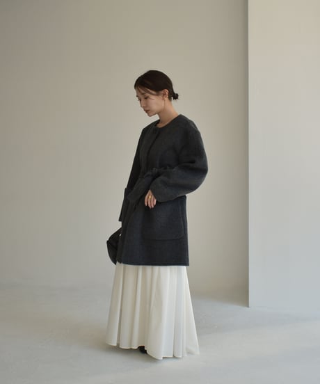 Wool Nocollar Midi Coat ⅽ1911-35