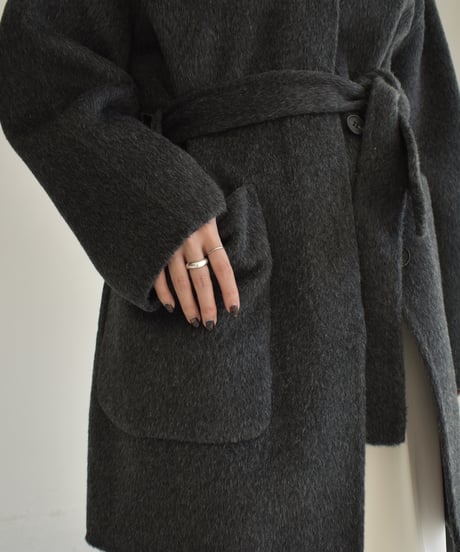 Wool Nocollar Midi Coat ⅽ1911-35