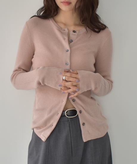 Crew Neck Rib Kint Cardigan t1911-350