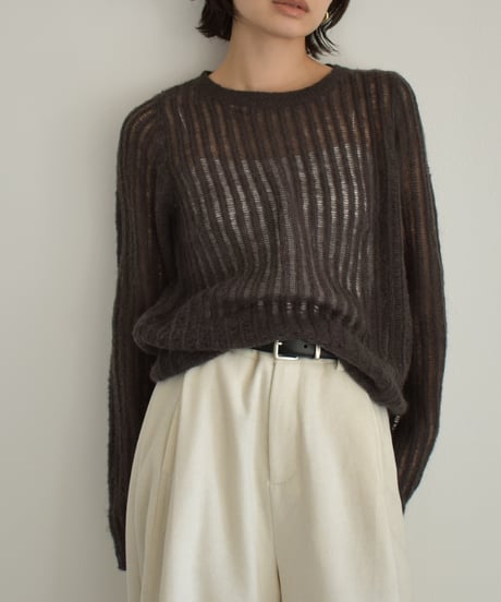 Wool Sheer Stripe Kit Tops t1911-459