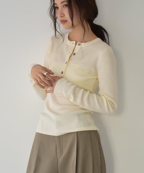 Henley Neck Kint Pullover t1911-366