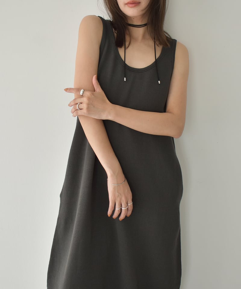 Cocoon Silhouette Knit Onepiece (Charcoal) op-0