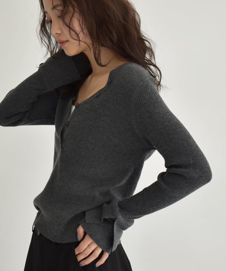 Design Sleeve Rib Knit Tops t1911-354