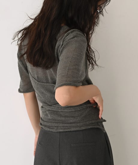 Layered Halfsleeve Sheer Knit t1911-435