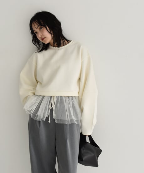 Tulle Hem Sweat Pullover t1911-255