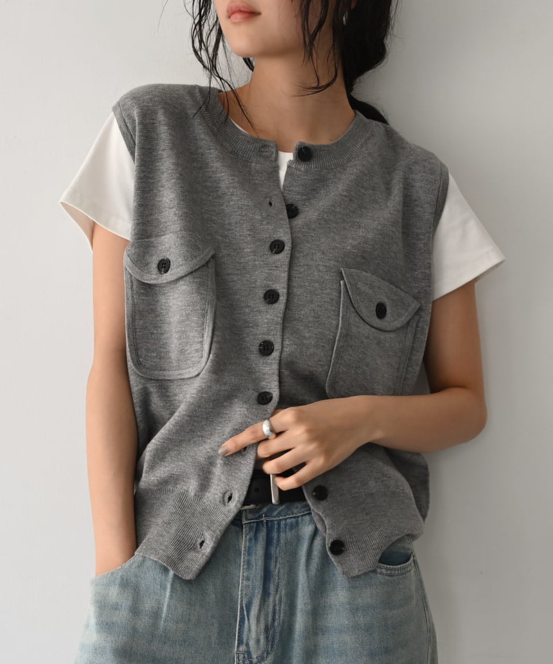 Pocket Knit Vest t1911-527 | cizatto