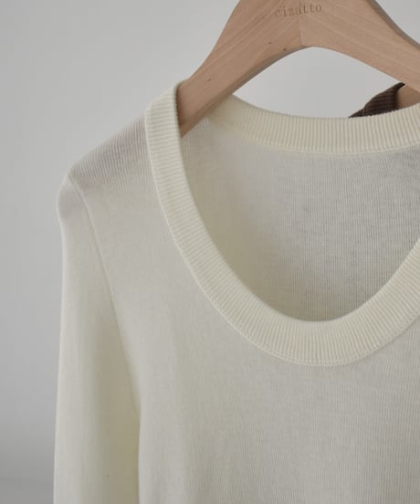 UNeck Rib Knit Tops t1911-437