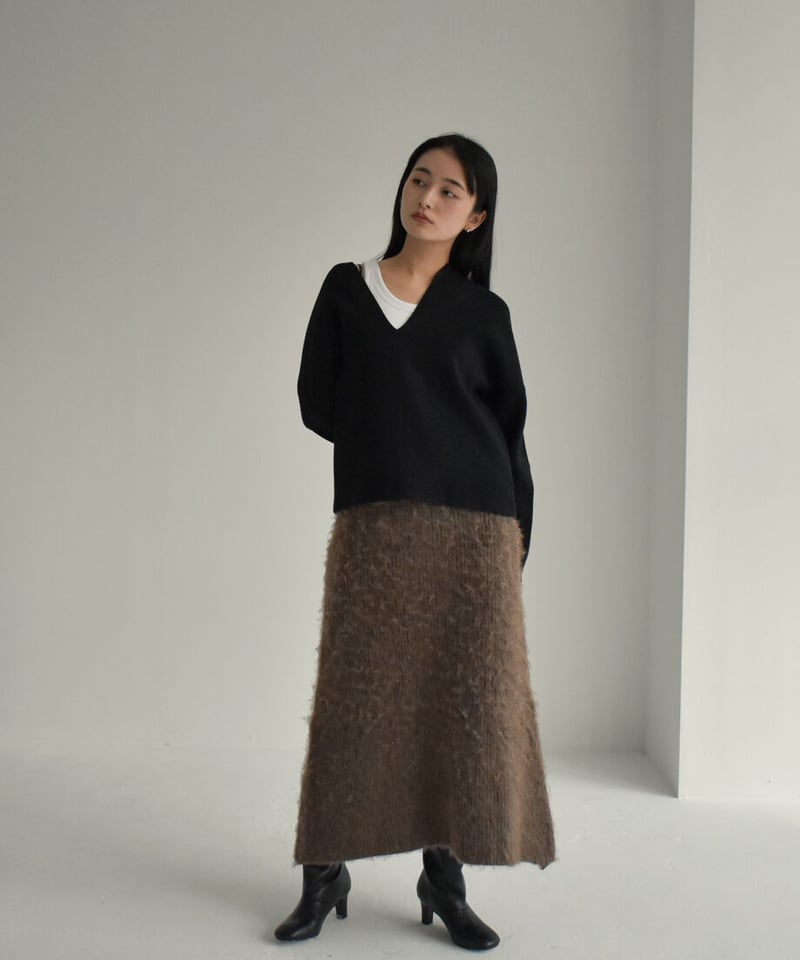 Shaggy Knit Skirt | cizatto