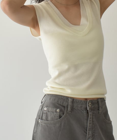 Layered Like Vneck Knit Tank t1911-415