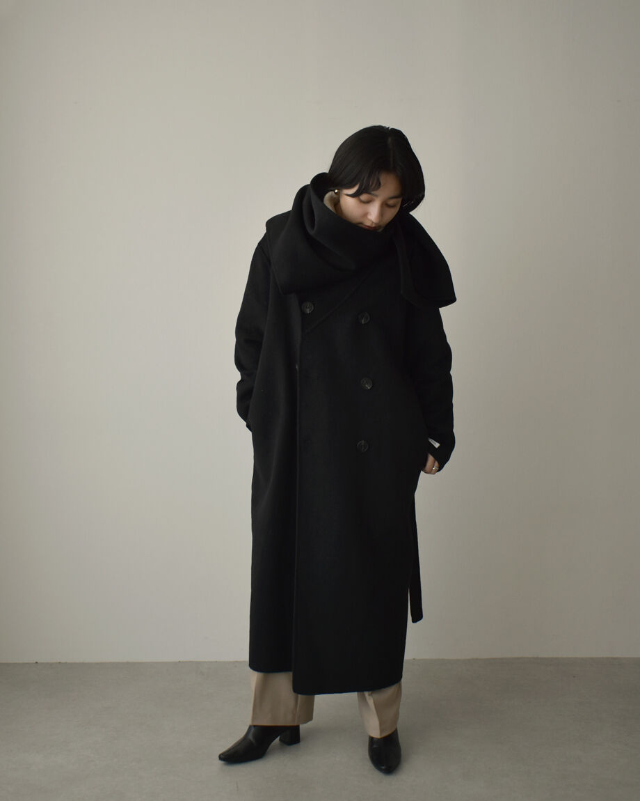 cizatto Wool Gown Coat 黒 フリー ベルト付 ロングコート fit=scale-down,w=1200