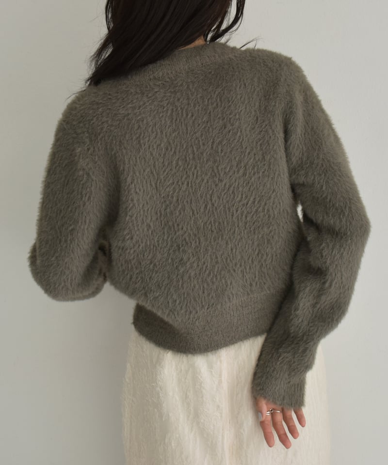 Shaggy Short Knit Cardigan t1911-311 | cizatto