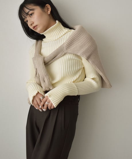 Fingerhole Turtle Neck Knit t1911-155