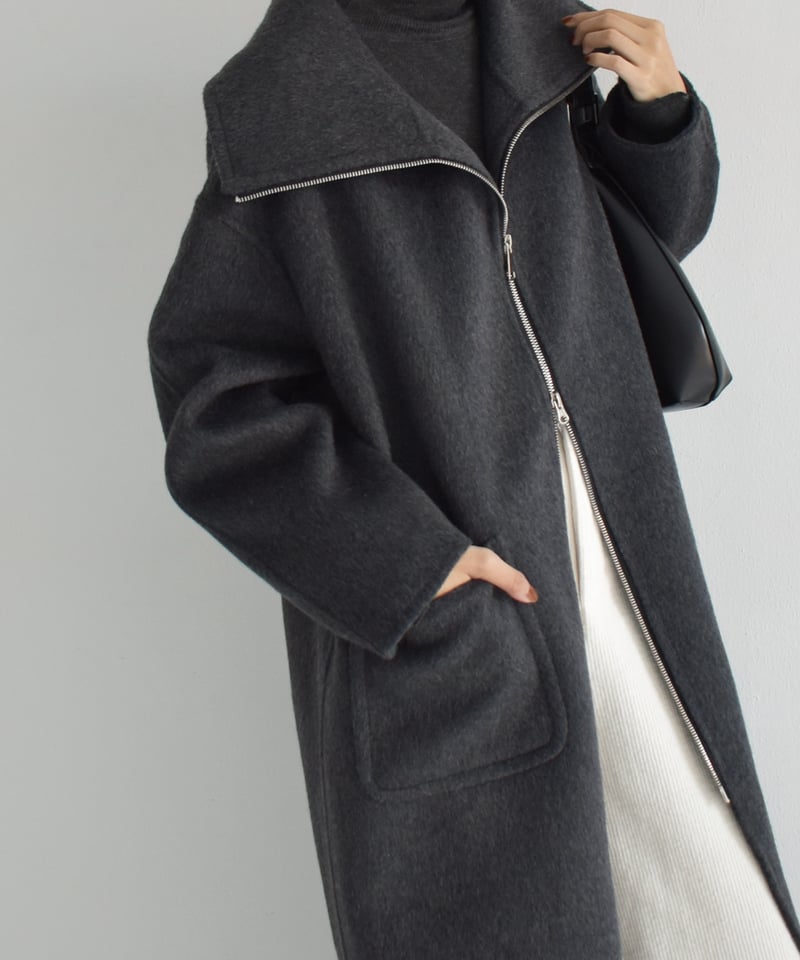 Doublezip Wool Long Coat c1911-54 | cizatto