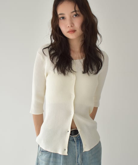 Half Sleeve Rib Knit Cardigan t1911-397