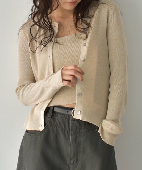 Linen Blend Camisole Set Cardigan t1911-433