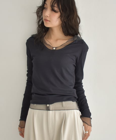 Tulle Layered Rib Tops t1911-438