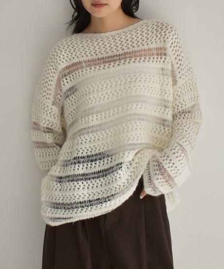 Spangle Mesh Panel Knit t1911-329