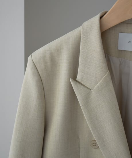 Linen Mix Double Breasted Jacket（Light beige） t1911-518