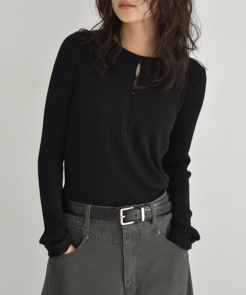 Hole Cut Rib Knit Tops t1911-349 | cizatto