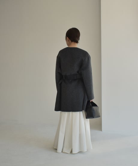 Wool Nocollar Midi Coat ⅽ1911-35