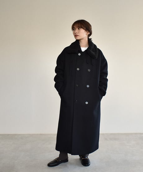 Boa Collar Wool Coat（Black）c1911-12