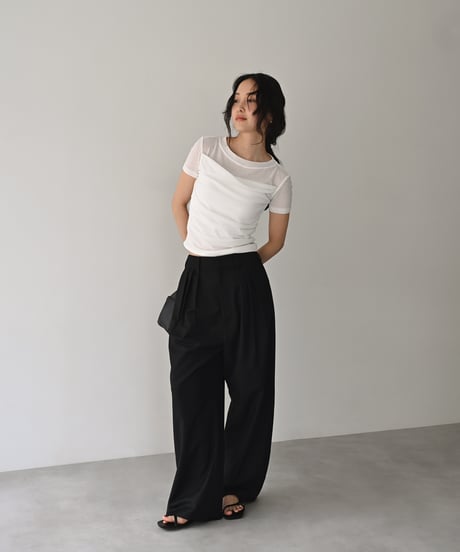 Tuck Drape Sheer Tops t1911-545