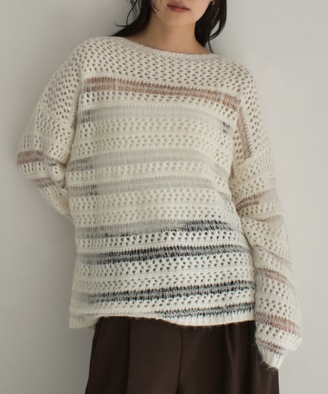 Spangle Mesh Panel Knit t1911-329