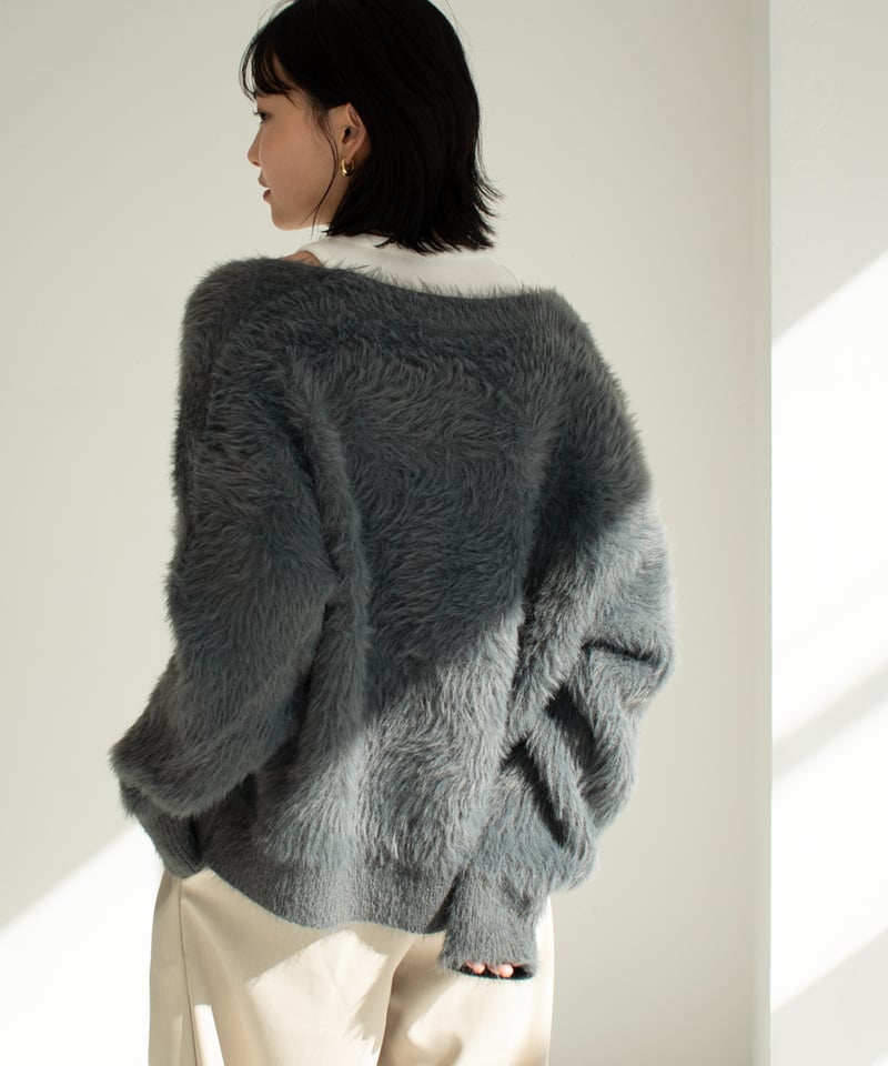 Deep Vneck Shaggy Cardigan t1911-234 | cizatto