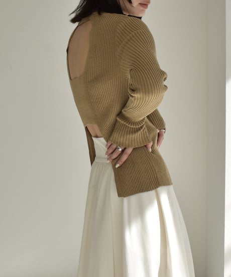 Back Design Rib Knit Tops t1911-177