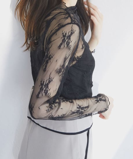 Sheer Lace Tops t1911-7