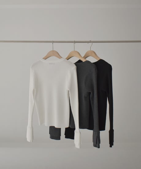 Design Sleeve Rib Knit Tops t1911-354