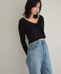 Rib Knit Ribbon Cardigan np-t1911-269