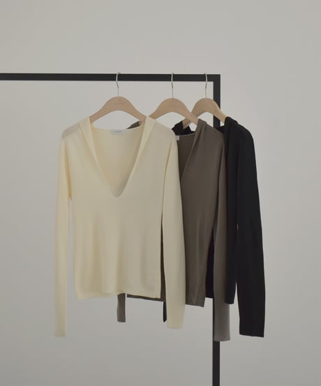 Vneck Hood Knit Tops t1911-503