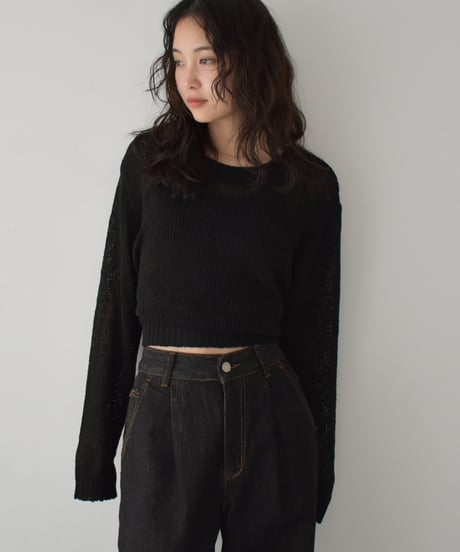 Back Ribbon Knit Pullover t1911-446