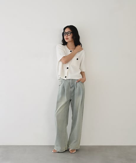 Halfsleeve Pocket Knit Cardigan t1911-531
