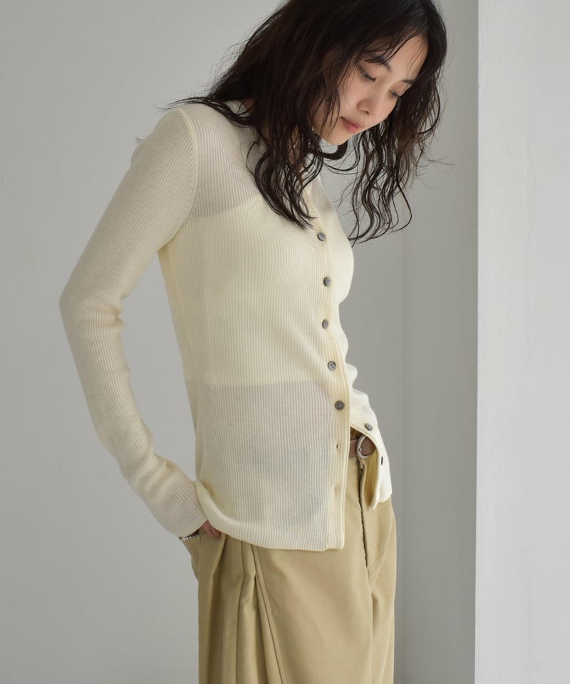 Crew Neck Rib Kint Cardigan t1911-350 | cizatto