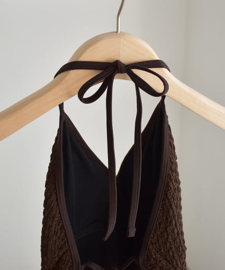 Halter Neck Jacquard Swim Wear sw2000-11