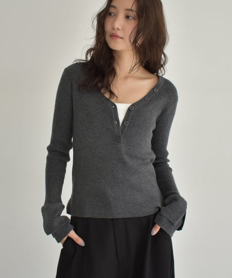 Design Sleeve Rib Knit Tops t1911-354