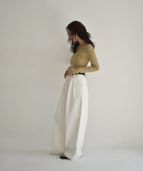 Cotton Tuck Wide Pants bo2000-139