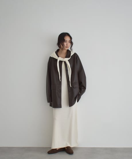 Stole Set Nosleeve Knit Onepiece op-0202009561