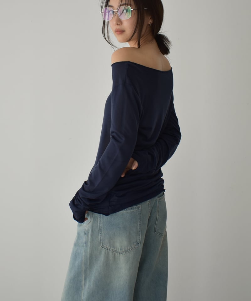 【&her 】Sheer Cardigan Set ネイビー×ライトブルー 美品 シアーニットカーディガン ネイビー｜フラとハワイアンスタイル