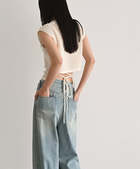 Back Ribbon Mesh Tops t1911-548