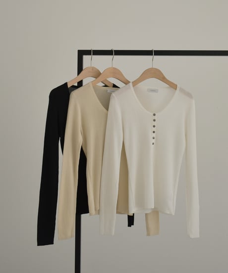 Henry Uneck Rib Knit Tops t1911-504