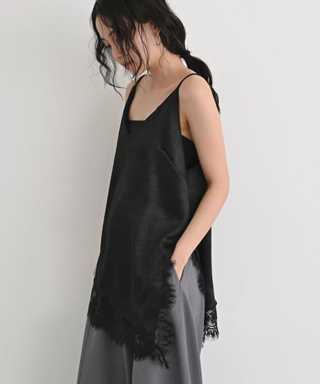 【Pre Order】Ecruのみ 7月下旬入荷分 予約販売  Satin Lace Camisole Tops t1911-506