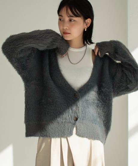 Deep Vneck Shaggy Cardigan t1911-234